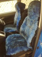blue sheepskin seat covers